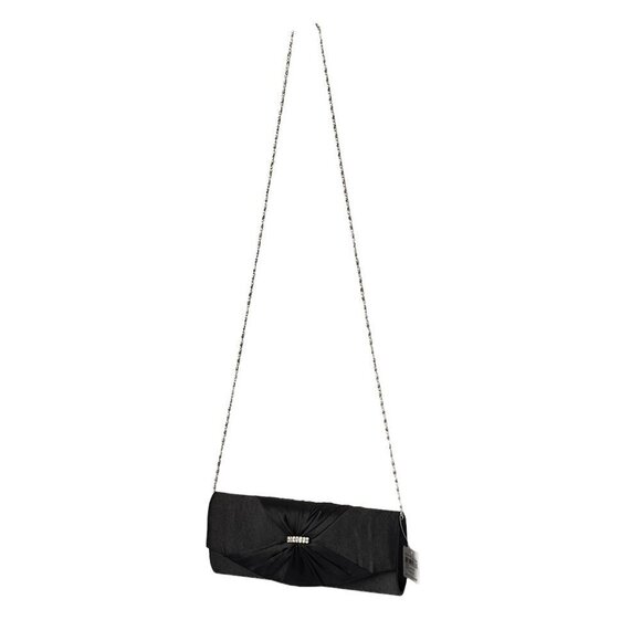 Bijoux Terner Black Evening Bag NEW WITH TAGS Satin with Rhinestone Detail - Picture 4 of 11